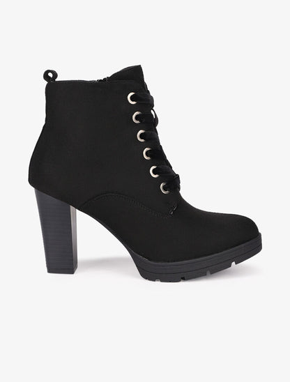 Bottines en suédine à talon - Noir - 2