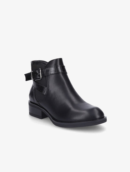 Bottines à contrefort et sangle croco - Noir - 2