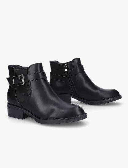 Bottines plates en simili - Noir - 4