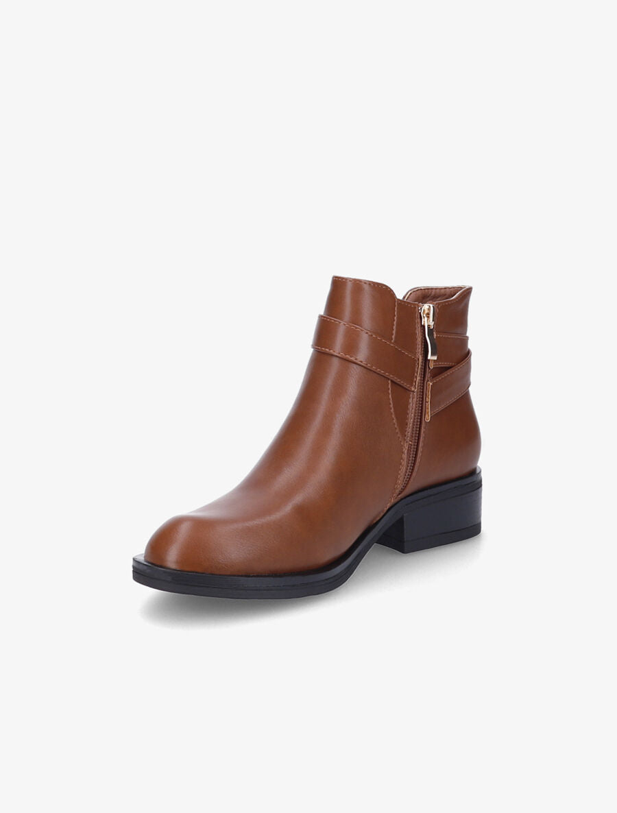 Bottines plates en simili - Camel - 3