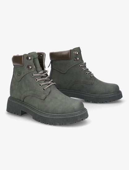 Boots crantées en suédine - Vert - 4