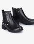 Bottines effet croco à details cloutés et perlés - Noir - 1