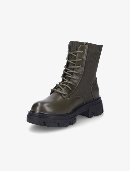 Boots lacées bi-matière - Kaki - 3