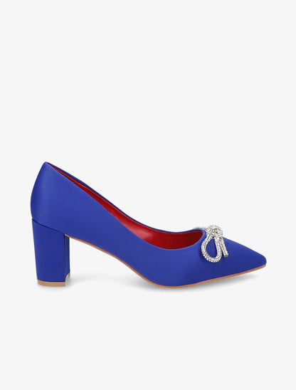 Escarpins à noeud en strass - Bleu électrique - 5