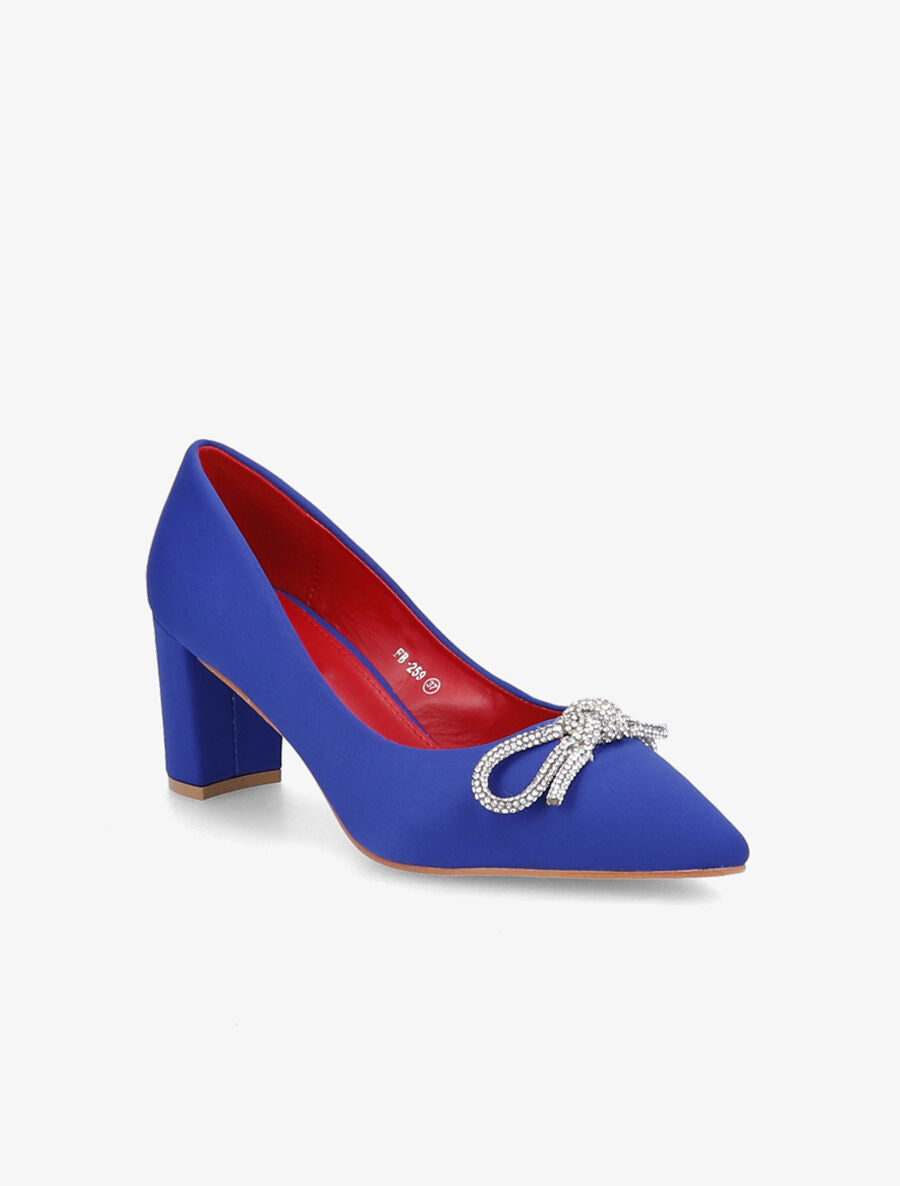Escarpins à noeud en strass - Bleu électrique - 2