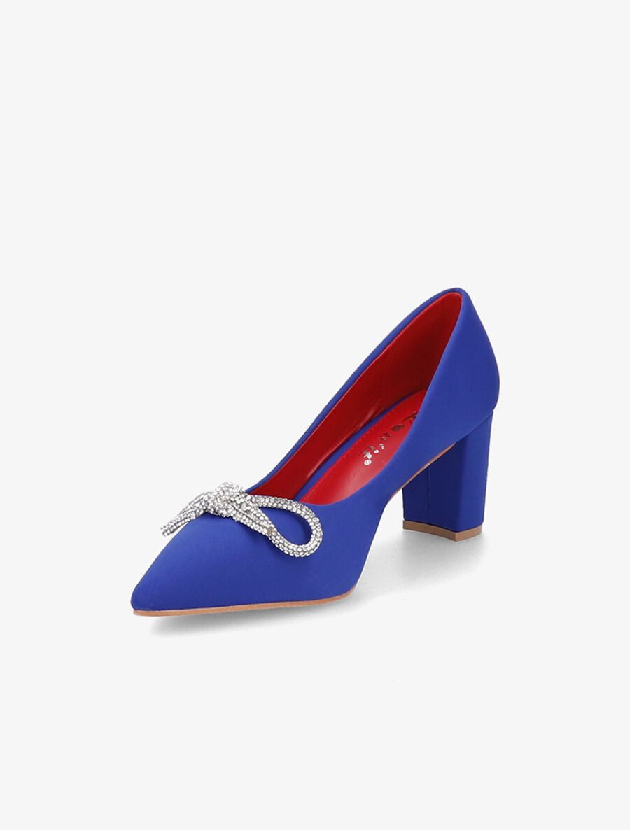 Escarpins à noeud en strass - Bleu électrique - 3