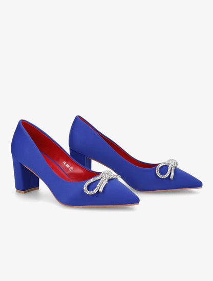 Escarpins à noeud en strass - Bleu électrique - 4