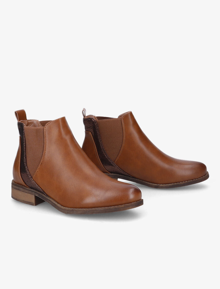 Bottines chelsea à liseré irisé - Camel - 4