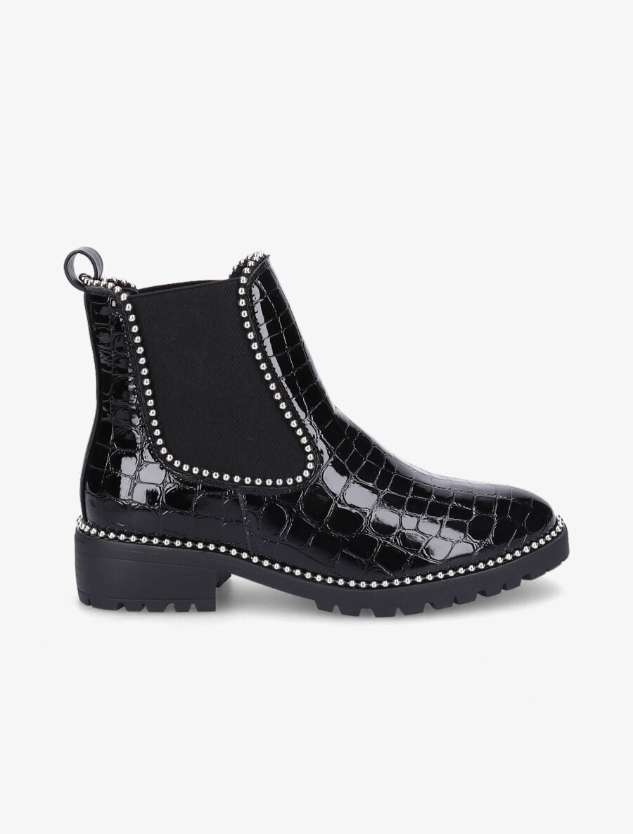 Chelsea boots croco à billes - Noir/argent - 5