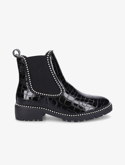Chelsea boots croco à billes - Noir/argent - 5