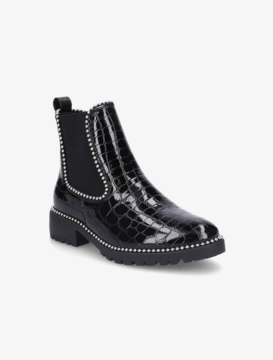 Chelsea boots croco à billes - Noir/argent - 2