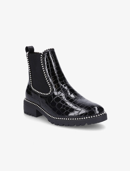 Chelsea boots croco à billes - Noir/argent - 2