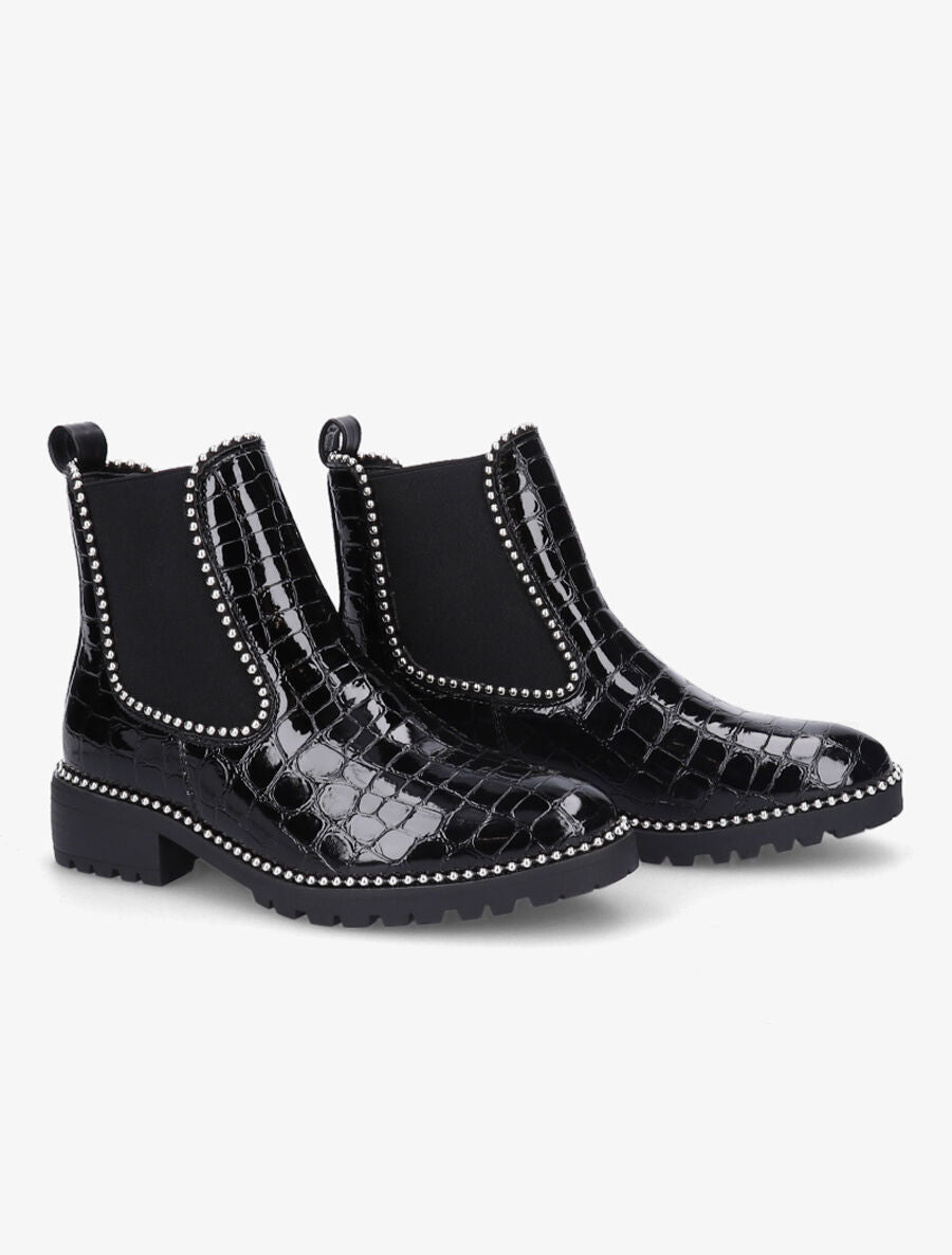 Chelsea boots croco à billes - Noir/argent - 4