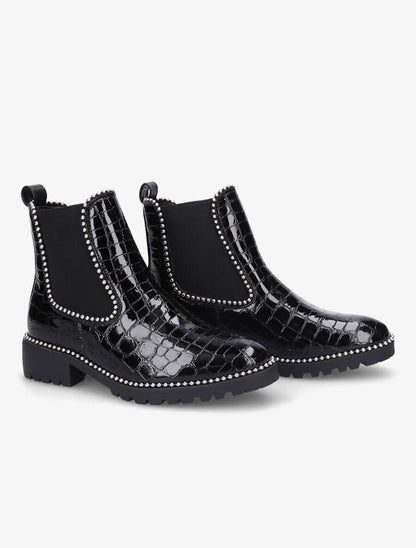 Chelsea boots croco à billes - Noir/argent - 4