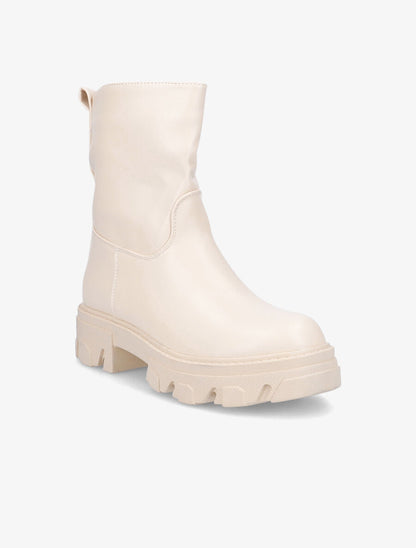 Bottines à plateformes crantées et intérieurs fourrés - Beige - 2
