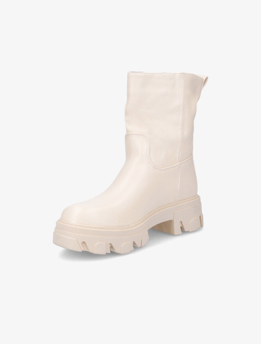 Bottines à plateformes crantées et intérieurs fourrés - Beige - 3