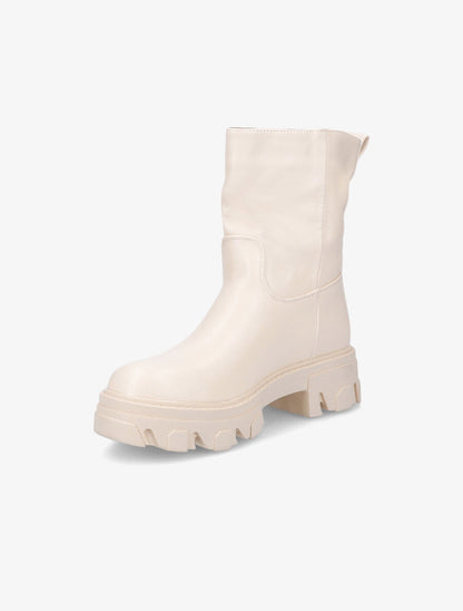Bottines à plateformes crantées et intérieurs fourrés - Beige - 3
