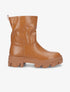 Bottines à plateformes crantées et intérieurs fourrés - Camel - 1