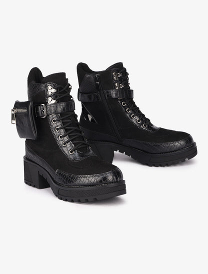 Bottines bi-matière à sacoche amovible - Noir - 5