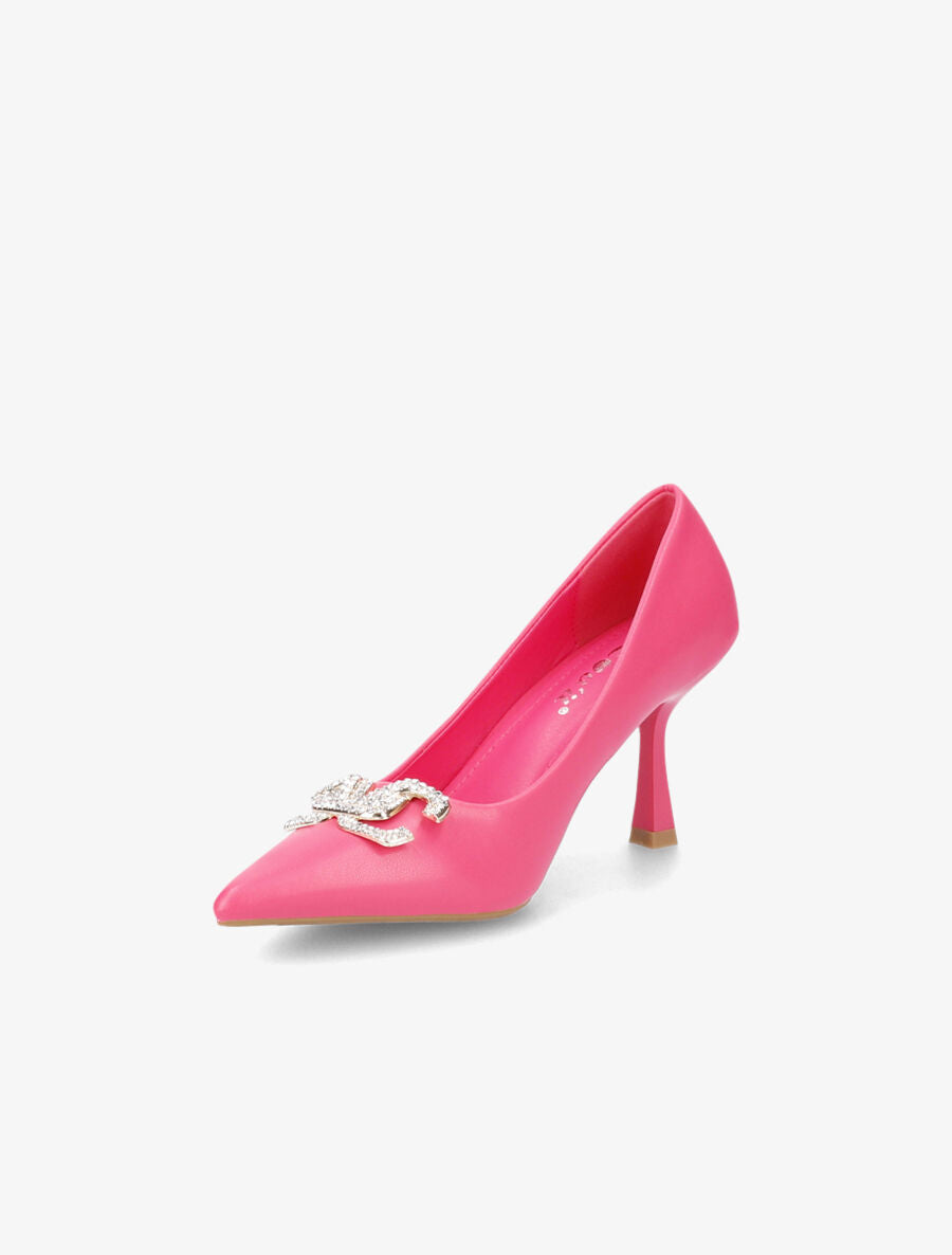 Escarpins pointus à bijou strass - Rose - 3