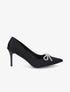 Escarpins pointus à noeud en strass - Noir - 5