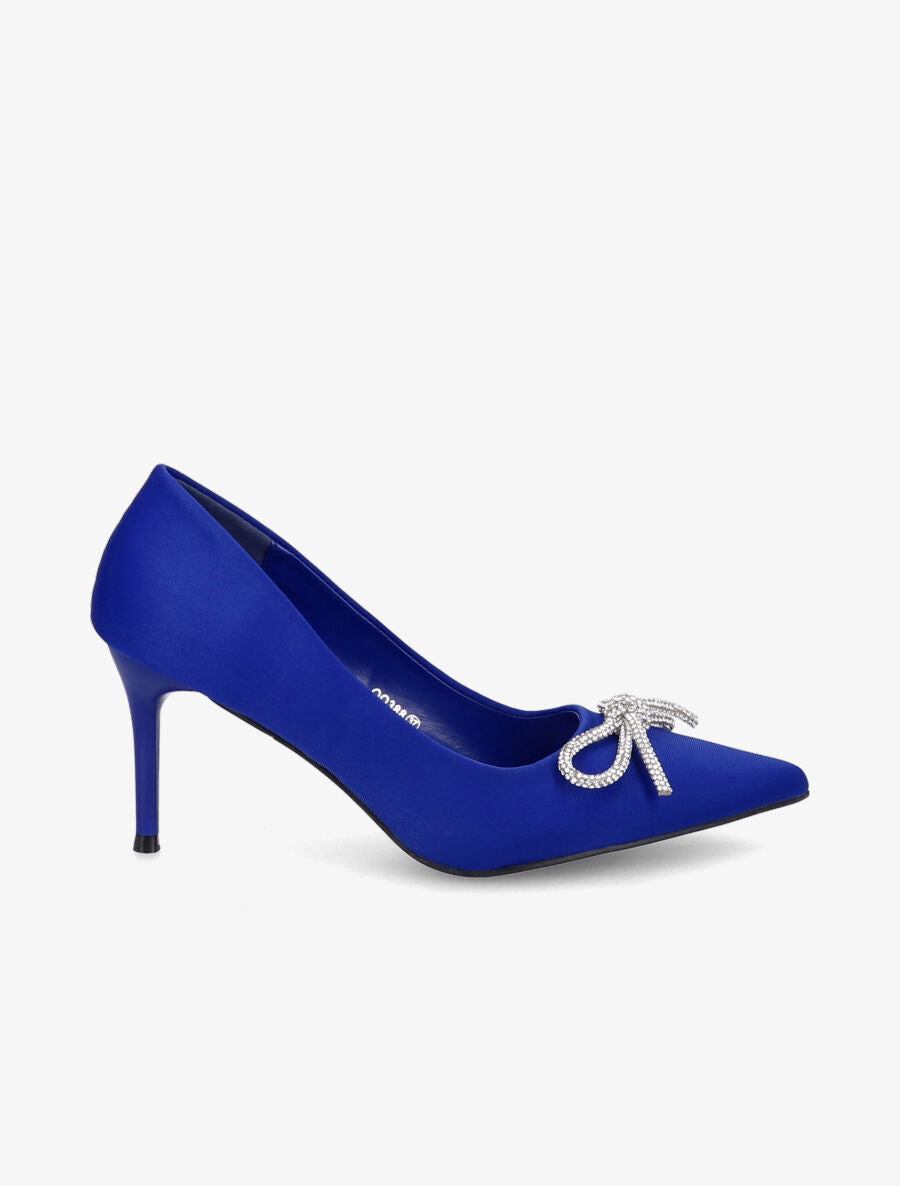 Escarpins pointus à noeud en strass - Bleu électrique - 1