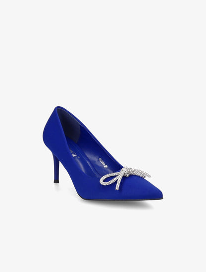 Escarpins pointus à noeud en strass - Bleu électrique - 2