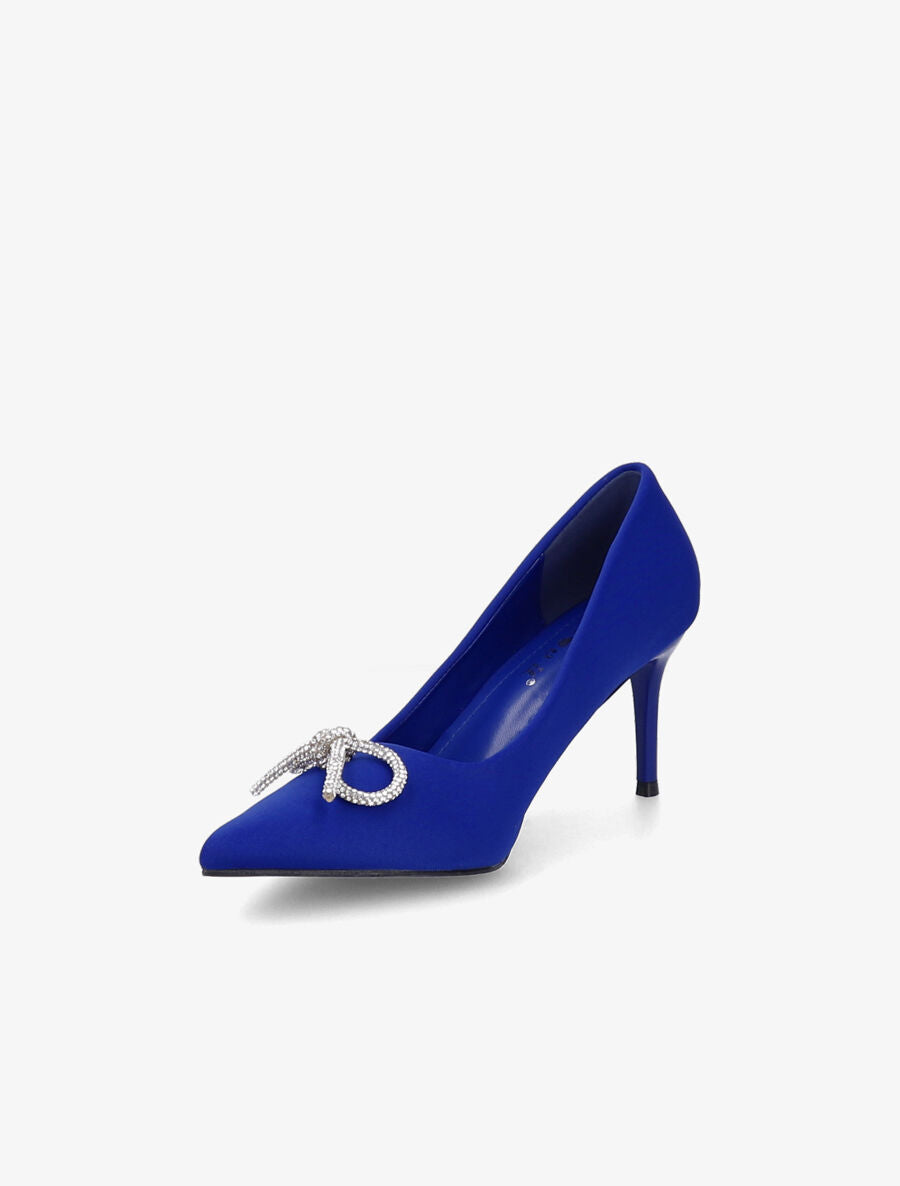 Escarpins pointus à noeud en strass - Bleu électrique - 3