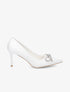 Escarpins pointus à noeud en strass - Blanc - 5