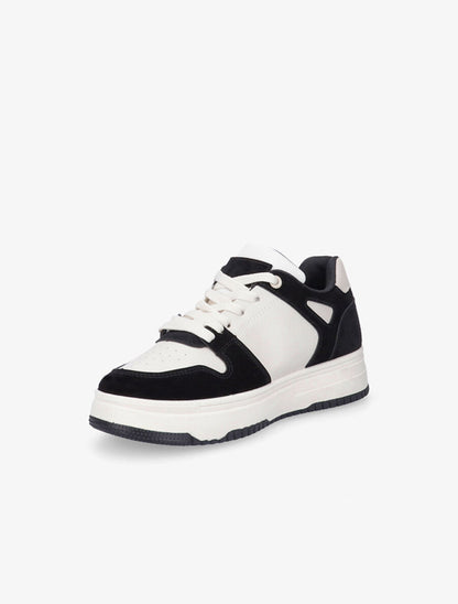Sneakers en simili à bandes contrastantes - Noir - 3