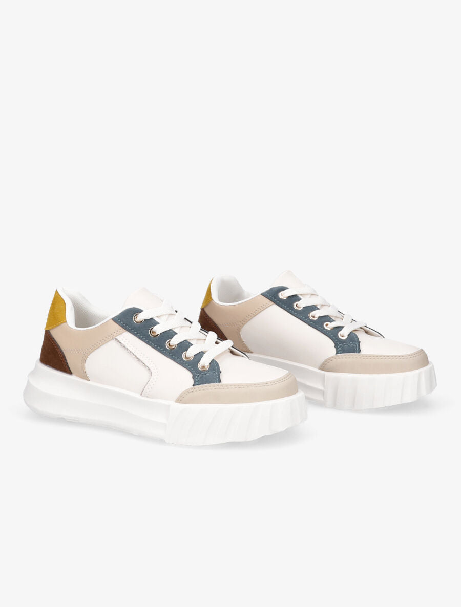 Sneakers à liseré pailleté - Taupe - 4