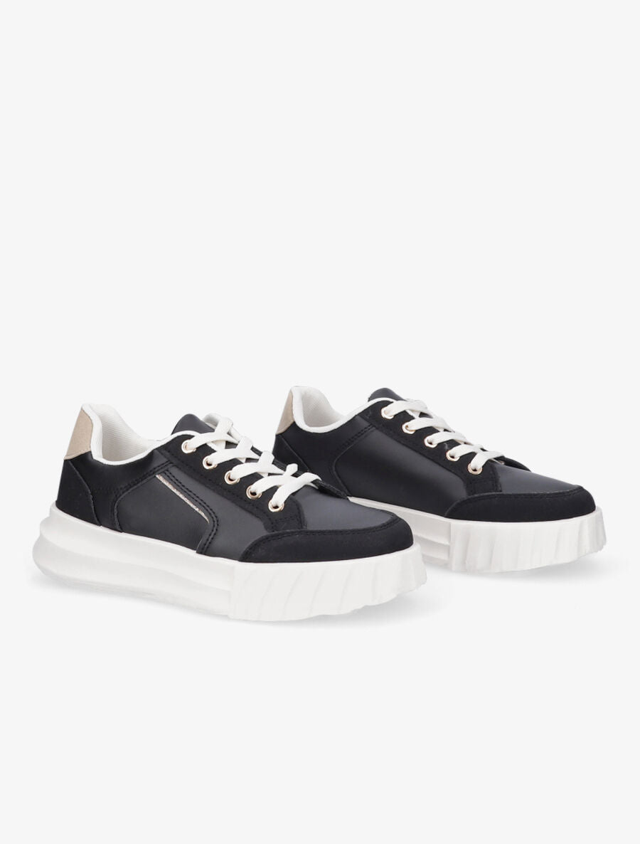 Sneakers à liseré pailleté - Noir - 4