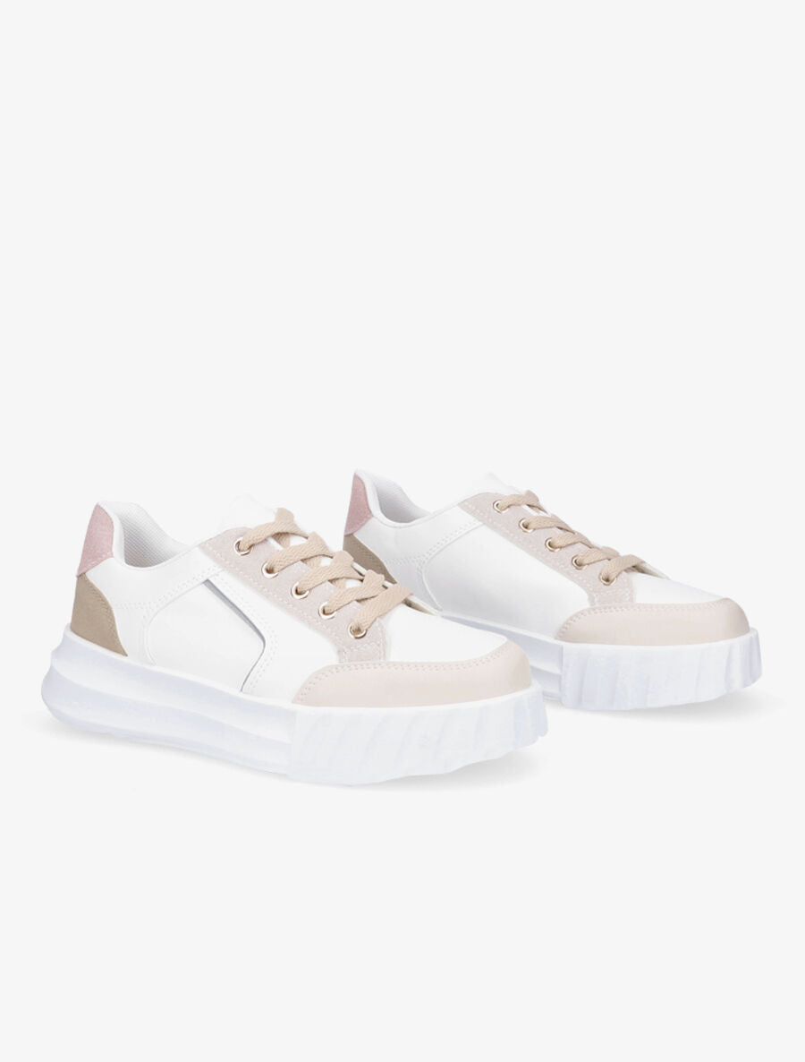 Sneakers à liseré pailleté - Blanc - 4