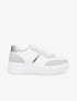 Sneakers en simili à contrefort pailleté - Blanc - 5