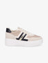 Sneakers en simili à contrefort pailleté - Beige - 1