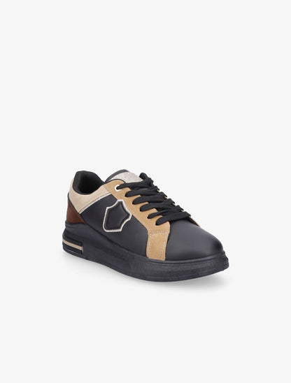 Tennis à paillettes et empiècement - Noir/camel - 2