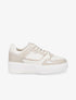 Sneakers en simili à plateforme - Beige - 5