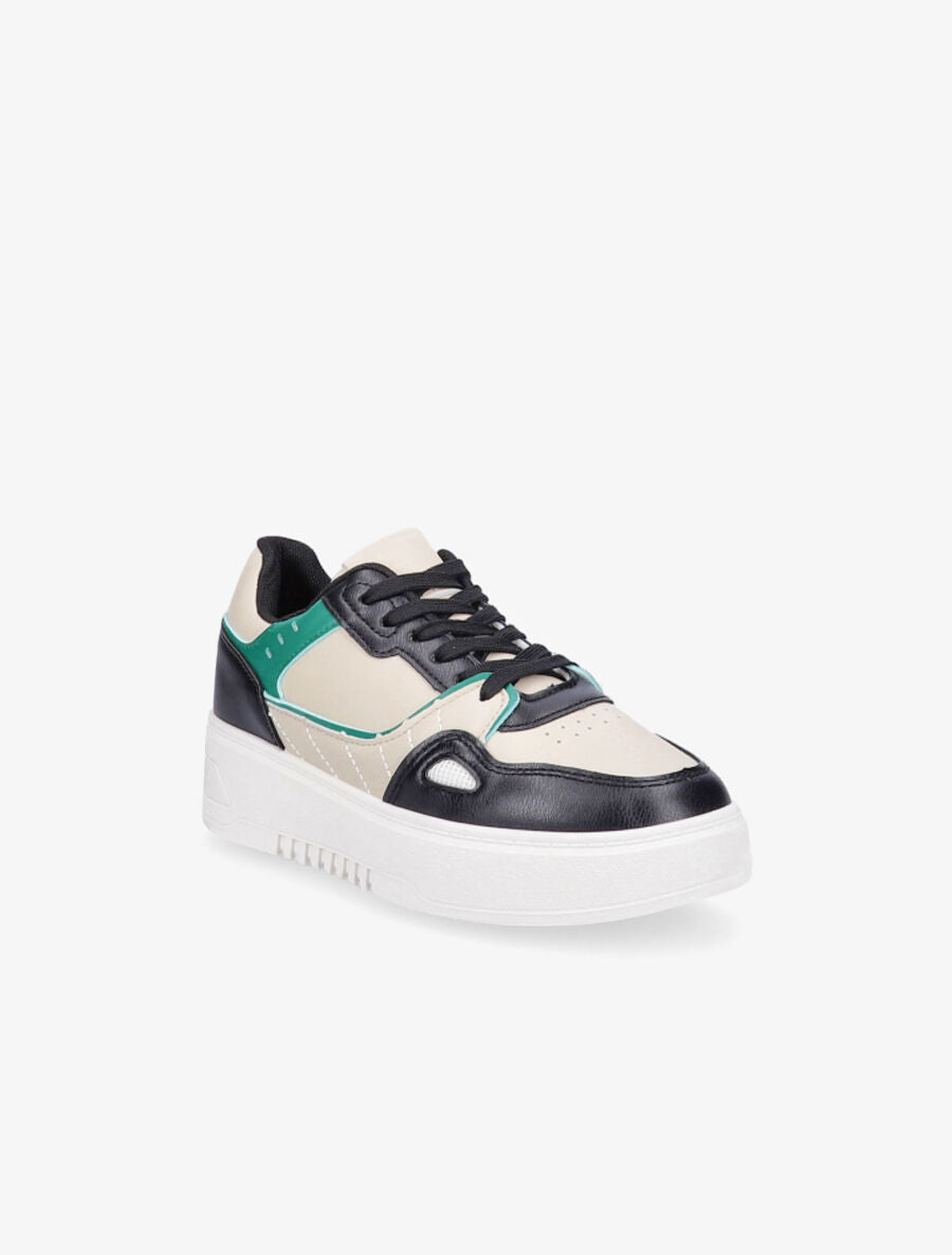 Sneakers en simili à plateforme - Noir - 2