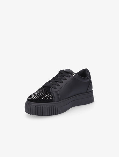 Sneakers en simili à strass et paillettes - Noir - 3
