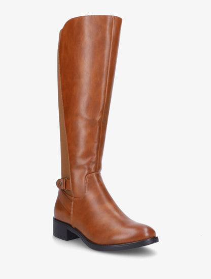 Bottes élastiquées en simili - Camel - 2