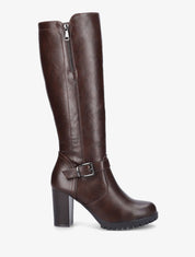 Bottes à talon et zip - Marron - 5