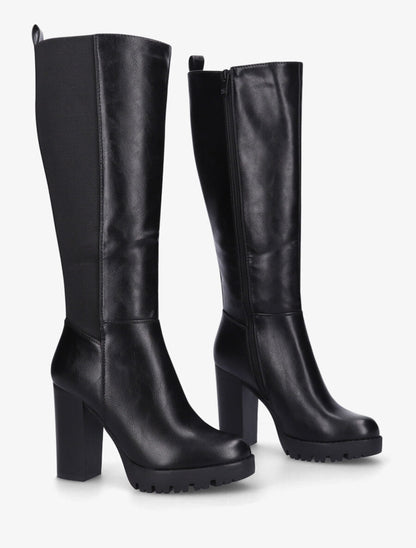 Bottes élastiquées à talon haut - Noir - 4