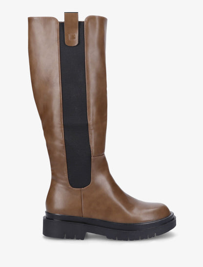 Bottes élastiquées en simili - Taupe - 1