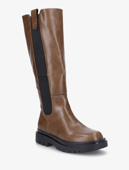 Bottes élastiquées en simili - Taupe - 2