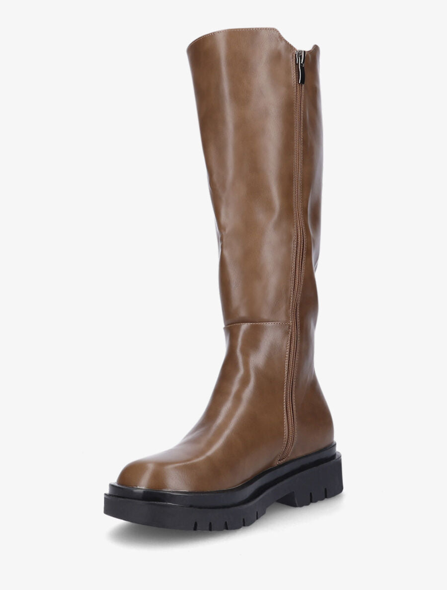 Bottes élastiquées en simili - Taupe - 3