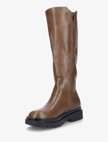 Bottes élastiquées en simili - Taupe - 3