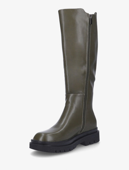 Bottes élastiquées en simili - Kaki - 3