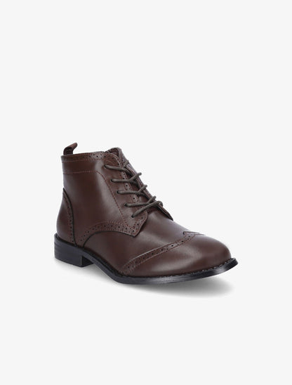 Bottines à lacets en simili - Marron - 2