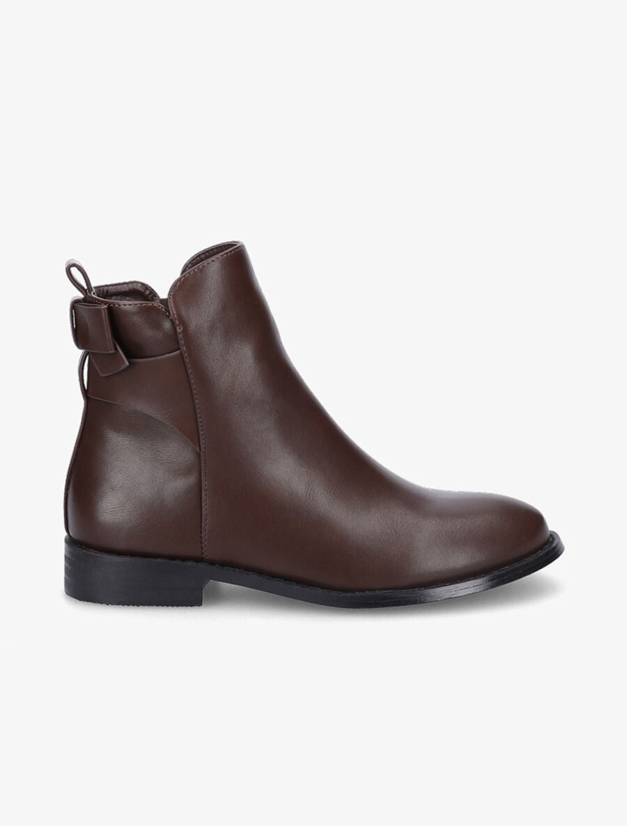 Bottines en simili à noeud - Marron - 1