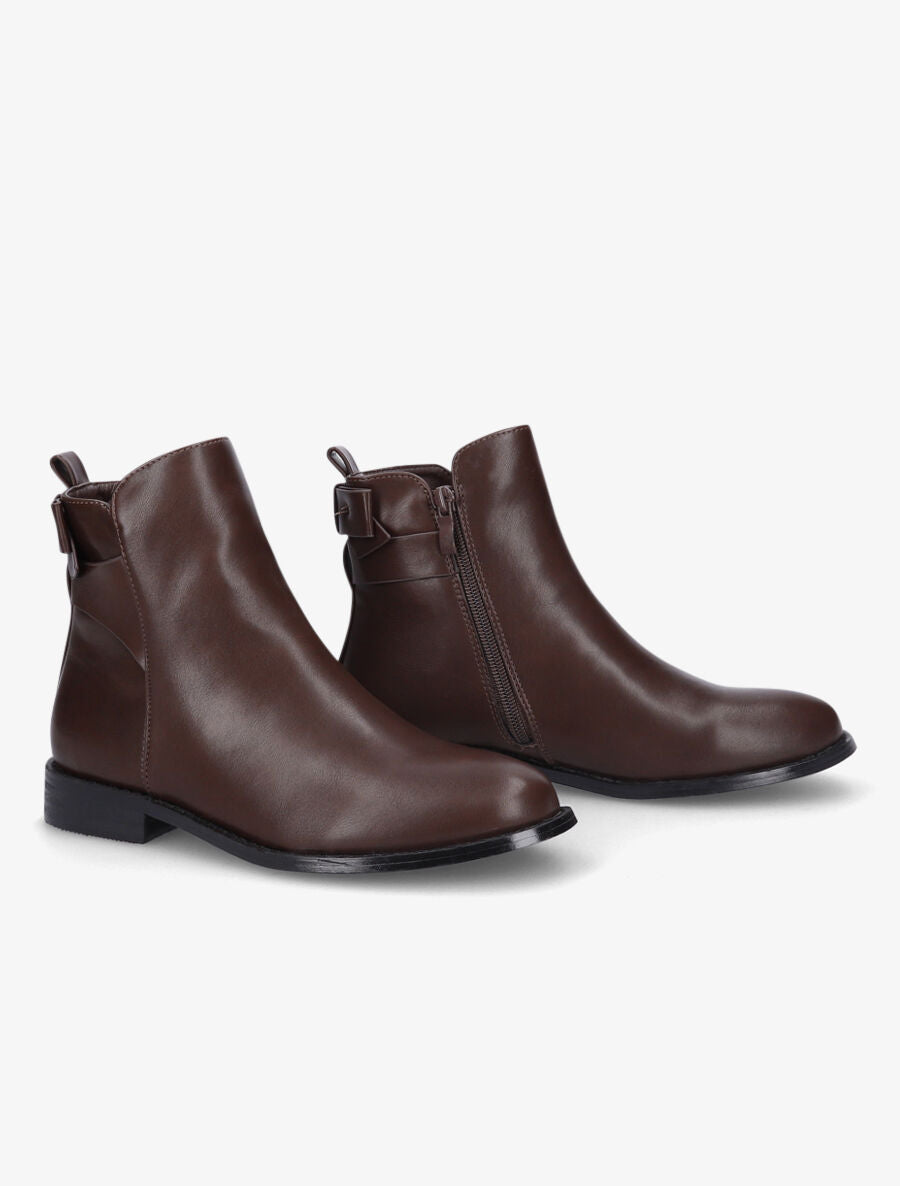 Bottines en simili à noeud - Marron - 4